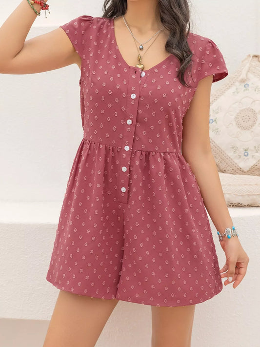 Swiss Dot Cap Sleeve Romper