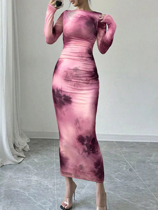 Tie-Dye Bodycon Maxi Dress