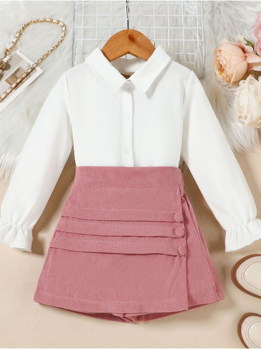 Children's Flounce Sleeve Shirt and Skort Set