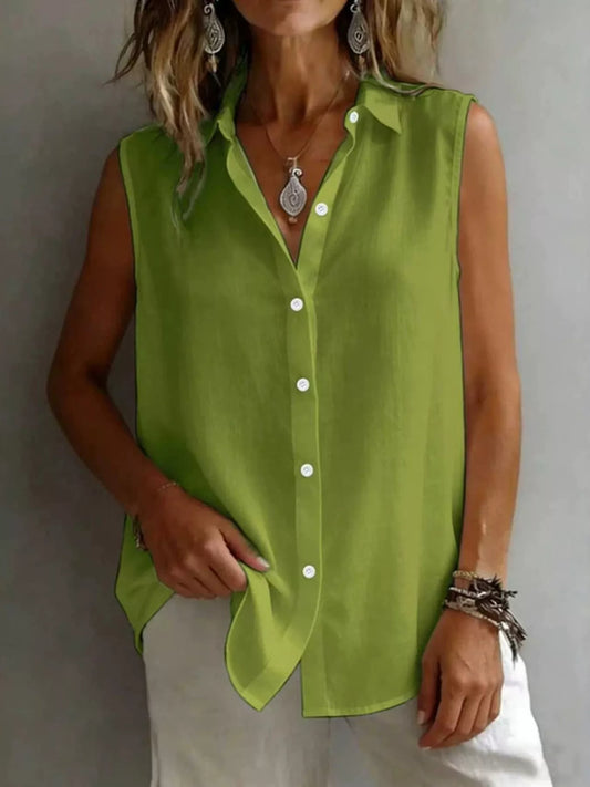 Sleeveless Button-Down Shirt