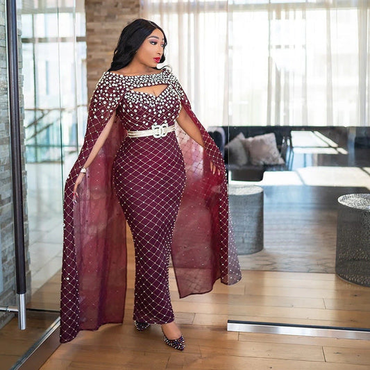 Dress Shawl Gold Sexy Sheath Slim Dress