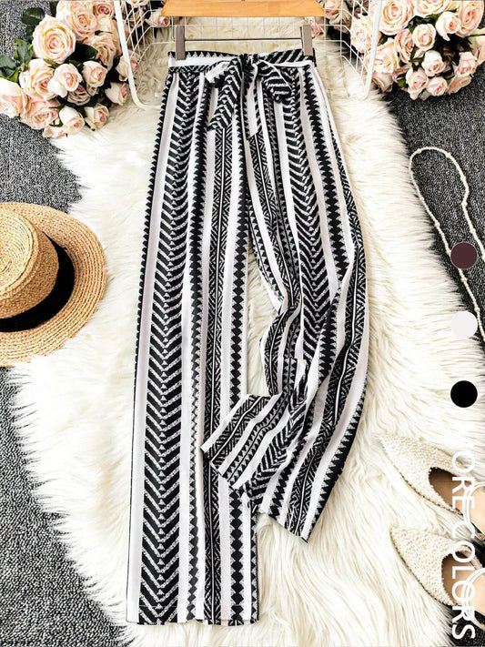 Boho Print Wide Leg Pants