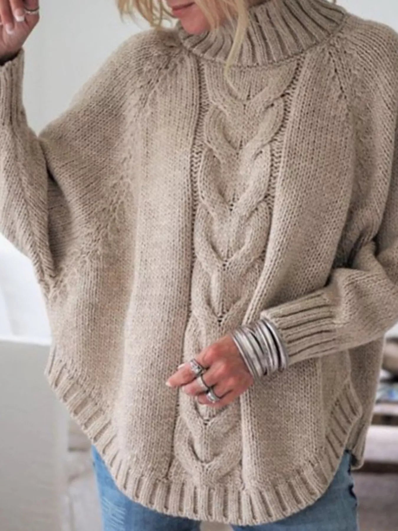 Cable-Knit Long Sleeve Sweater