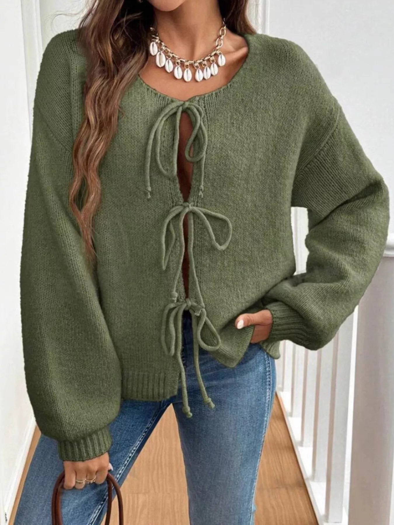 Tie-Front Long Sleeve Cardigan