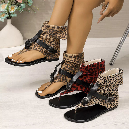 Leopard Toe Post Sandals