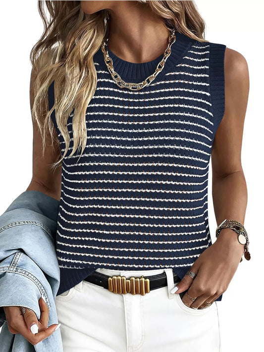 Striped Knit Sweater Vest