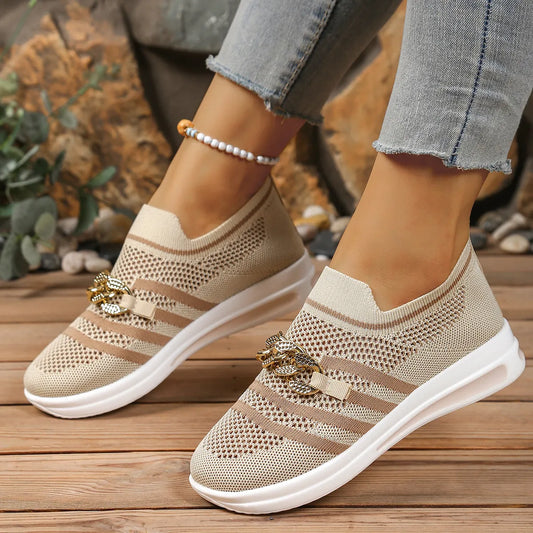 Breathable Mesh Round Toe Slip-Ons
