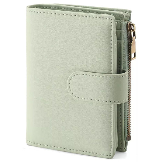 Leather Bifold Wallet with Zipper