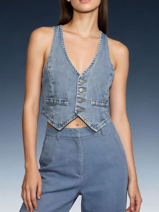 Button-Down Denim Vest