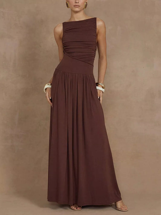 Ruched Sleeveless Maxi Dress