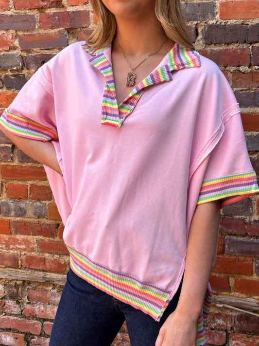Rainbow Trim Side Slit Top