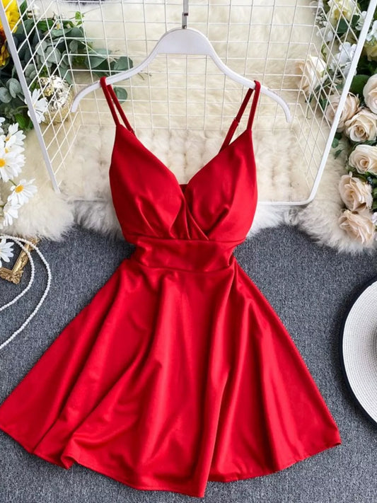 Surplice Spaghetti Strap Mini Dress