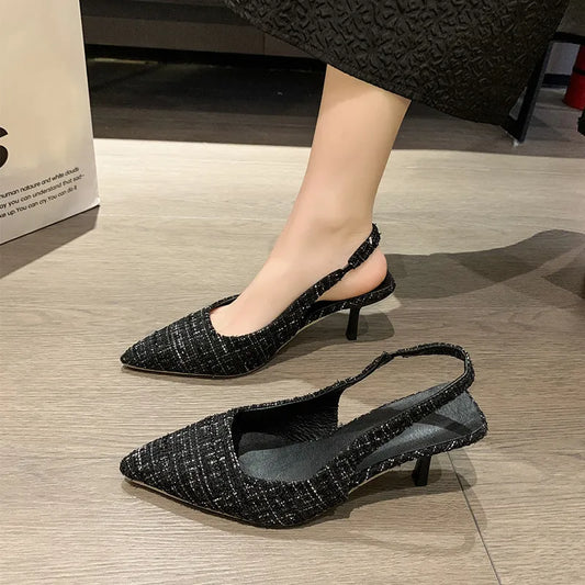Point Toe Kitten Heel Slingback Pumps