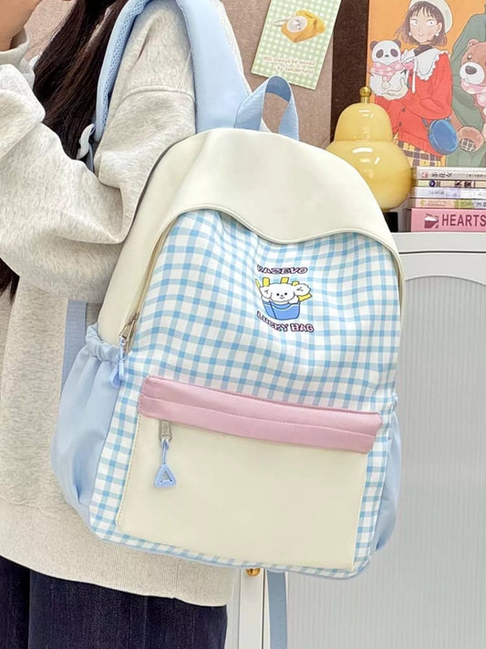 Cartoon Gingham Backpack Bag