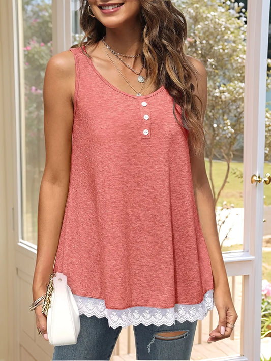 Lace Trim Wide Strap Tank Top