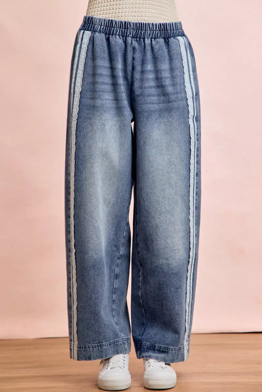 BiBi Washed Lace Contrast Sided Jeans