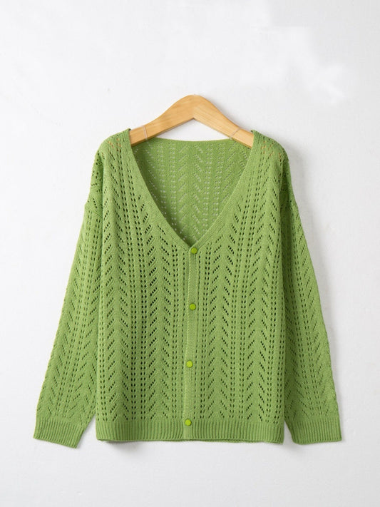 Openwork V-Neck Cardigan