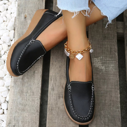 Round Toe Wedge Slip-Ons
