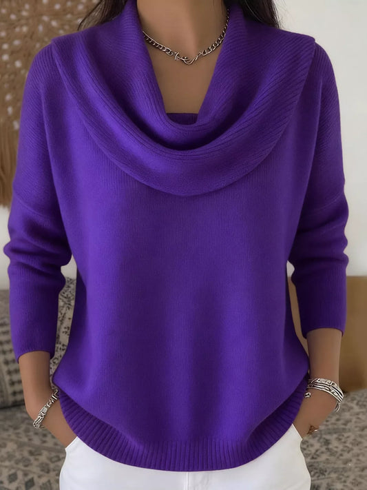 Drape Neck Long Sleeve Knit Top