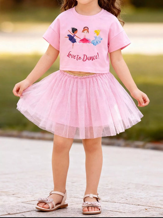 Children's Graphic T-Shirt and Skirt Set