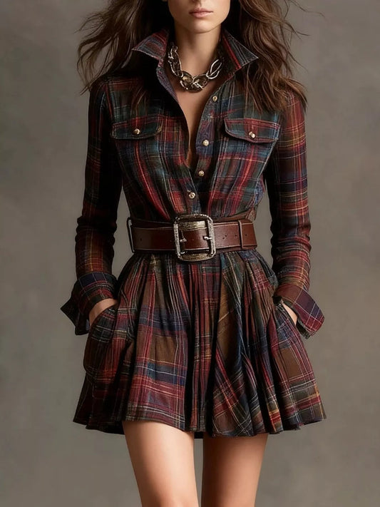 Button Front Long Sleeve Shirt Dress