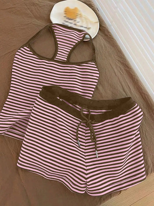 Striped Tank Top and Shorts Set