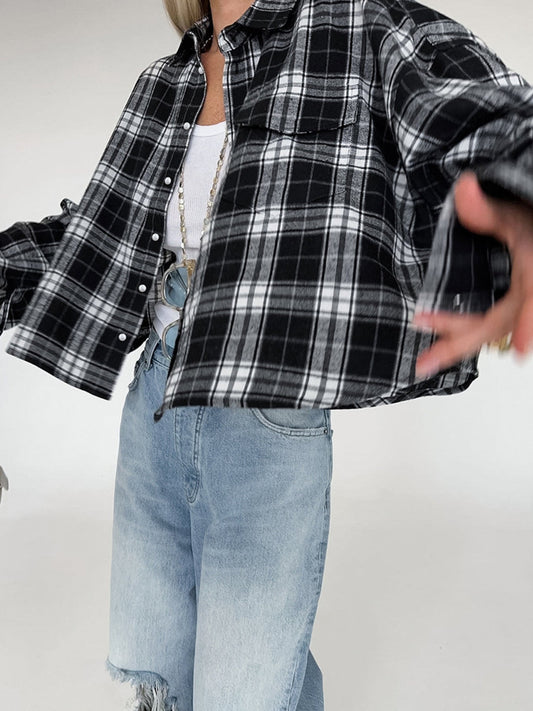 Oversized Plaid Button Up Shirt