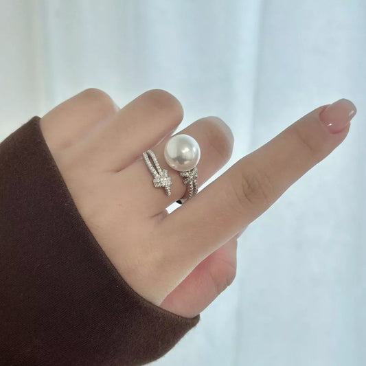 Pearl Zircon Bypass Ring