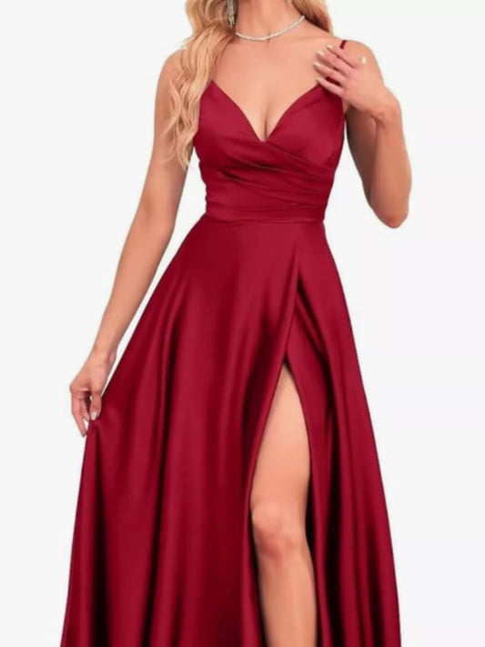 Ruched Slit Maxi Cami Dress