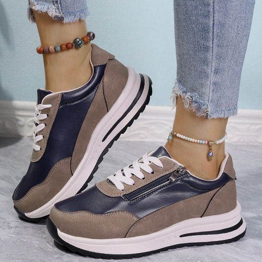 Zipper Detail Lace Up Sneakers