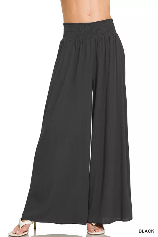 Zenana Smocked Waistband Wide Leg Lounge Pants