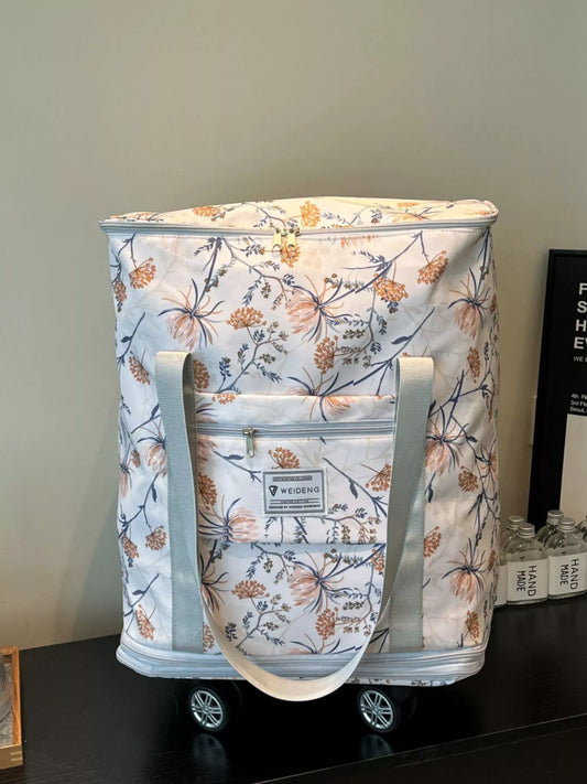 Floral Pattern Rolling Luggage Travel Bag