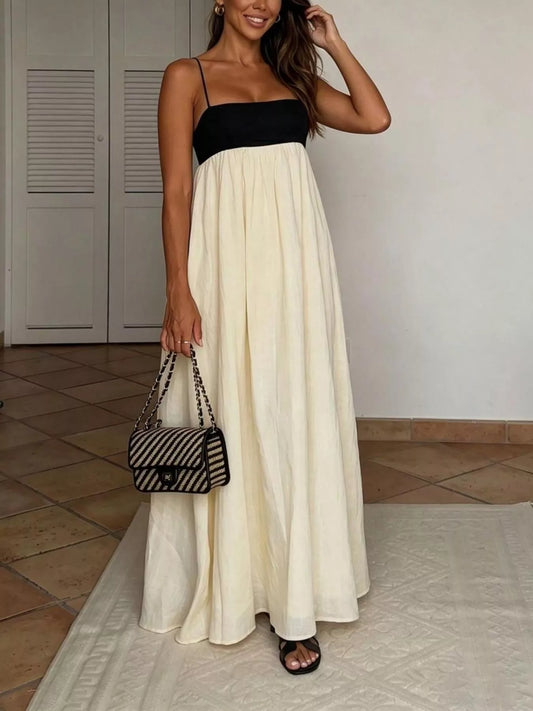 Sleeveless Two-Tone Maxi Dress