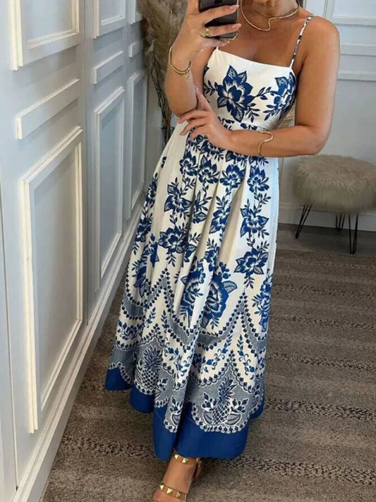 Printed Spaghetti Strap Maxi Dress