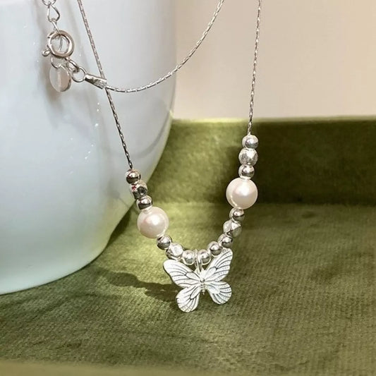 Butterfly Pearl Pendant Necklace