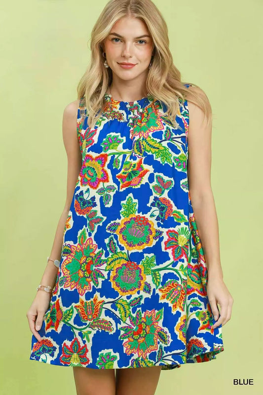 Umgee Abstract Print Sleeveless Shift Dress