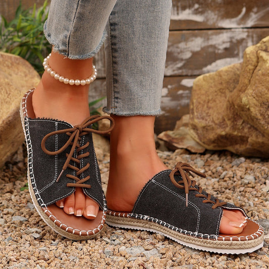Open Toe Lace Up Sandals