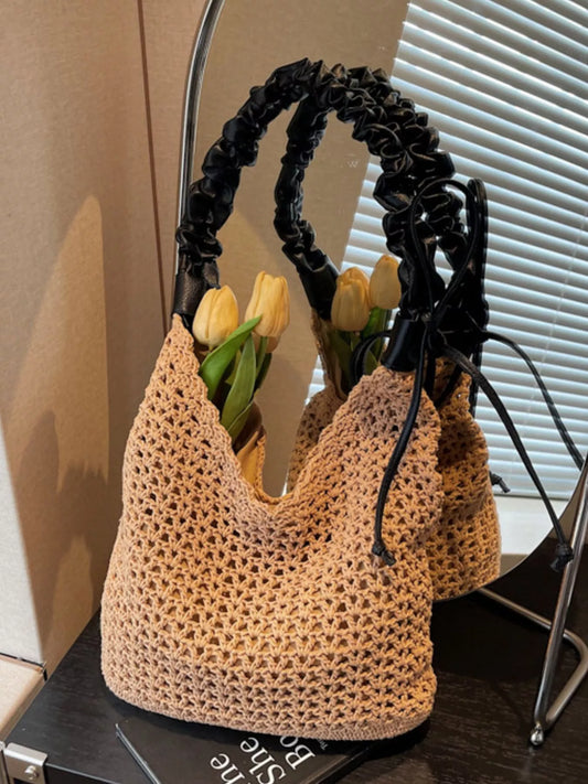 Crochet Shoulder Bag with Ruched Handle