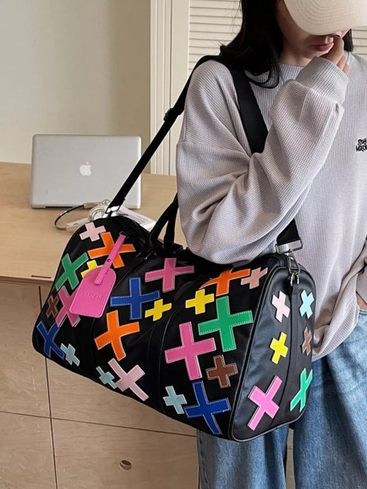Colorful Cross Pattern Travel Duffel Bag