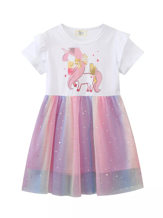 Children's Unicorn Rainbow Tulle Dress