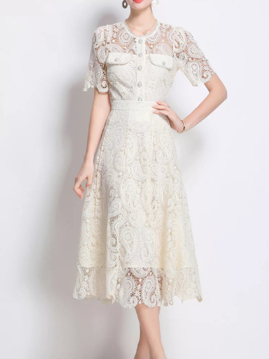 Lace Button Up Top and Skirt Set