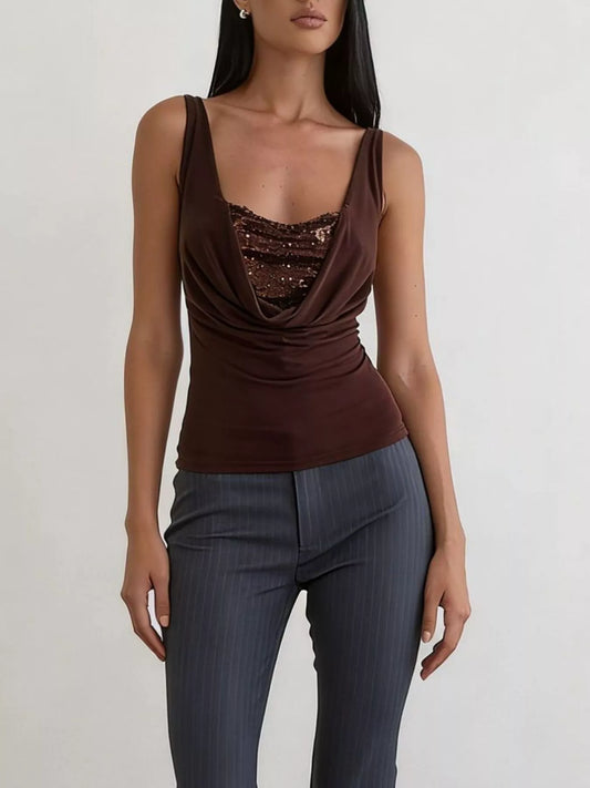 Sequin Detail Ruched Tank