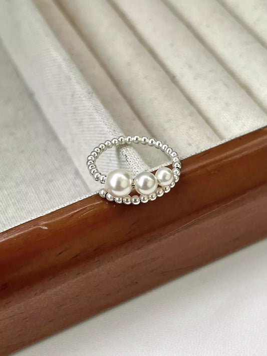 Triple Pearl Beaded Bypass Ring