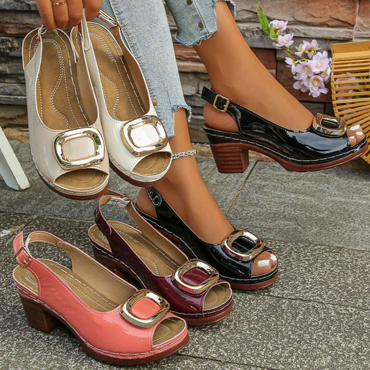 Peep Toe Block Heels Sandals