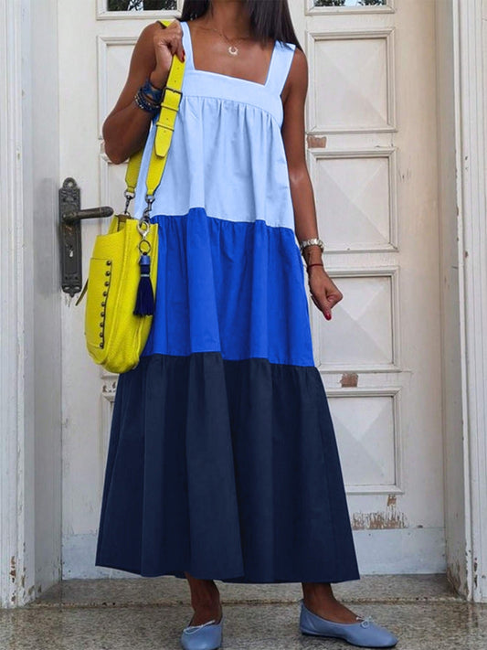 Color Block Wide Strap Dress