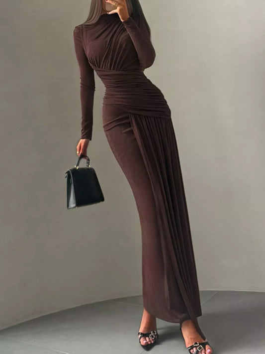 Ruched Long Sleeve Maxi Dress