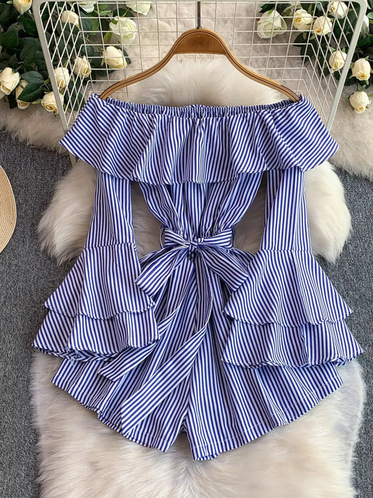 Off-Shoulder Flounce Sleeve Romper