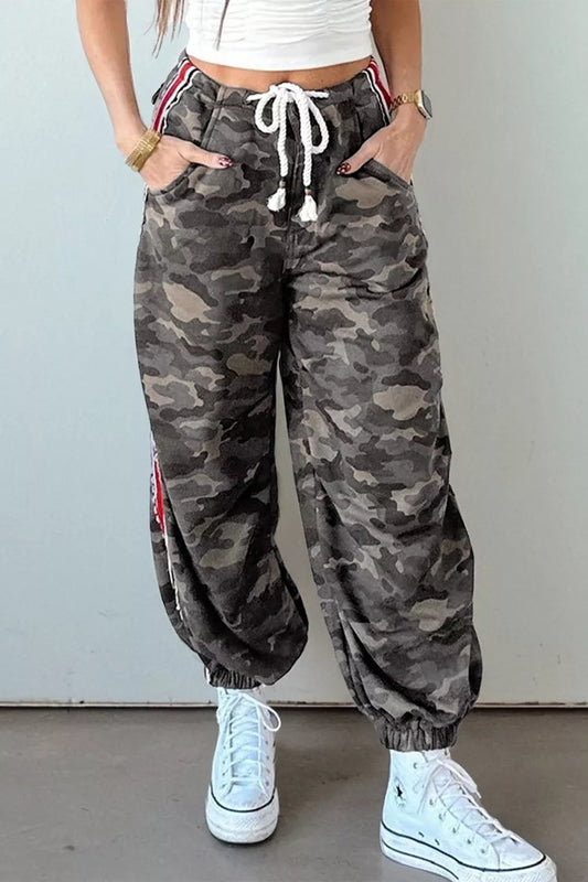 Camo Print Drawstring Waist Joggers