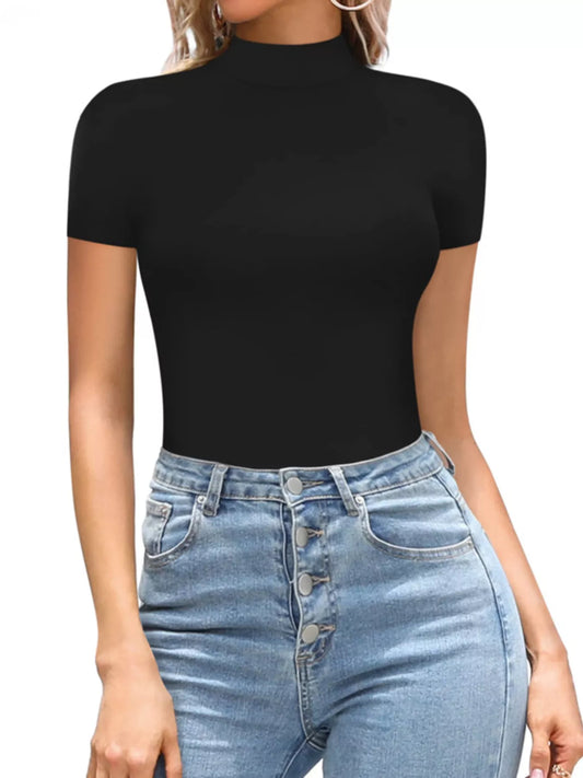 Mock Neck Short Sleeve Bodysuit