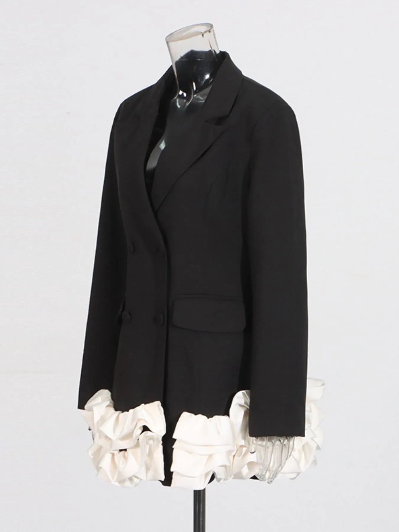Ruffle Hem Double-Breasted Blazer Dress